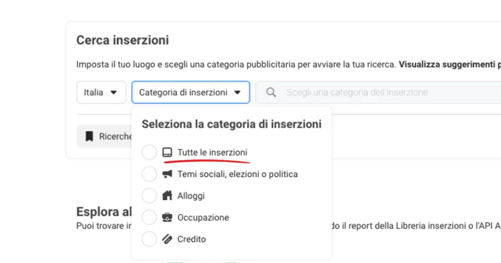 categoria inserzioni libreria inserzioni